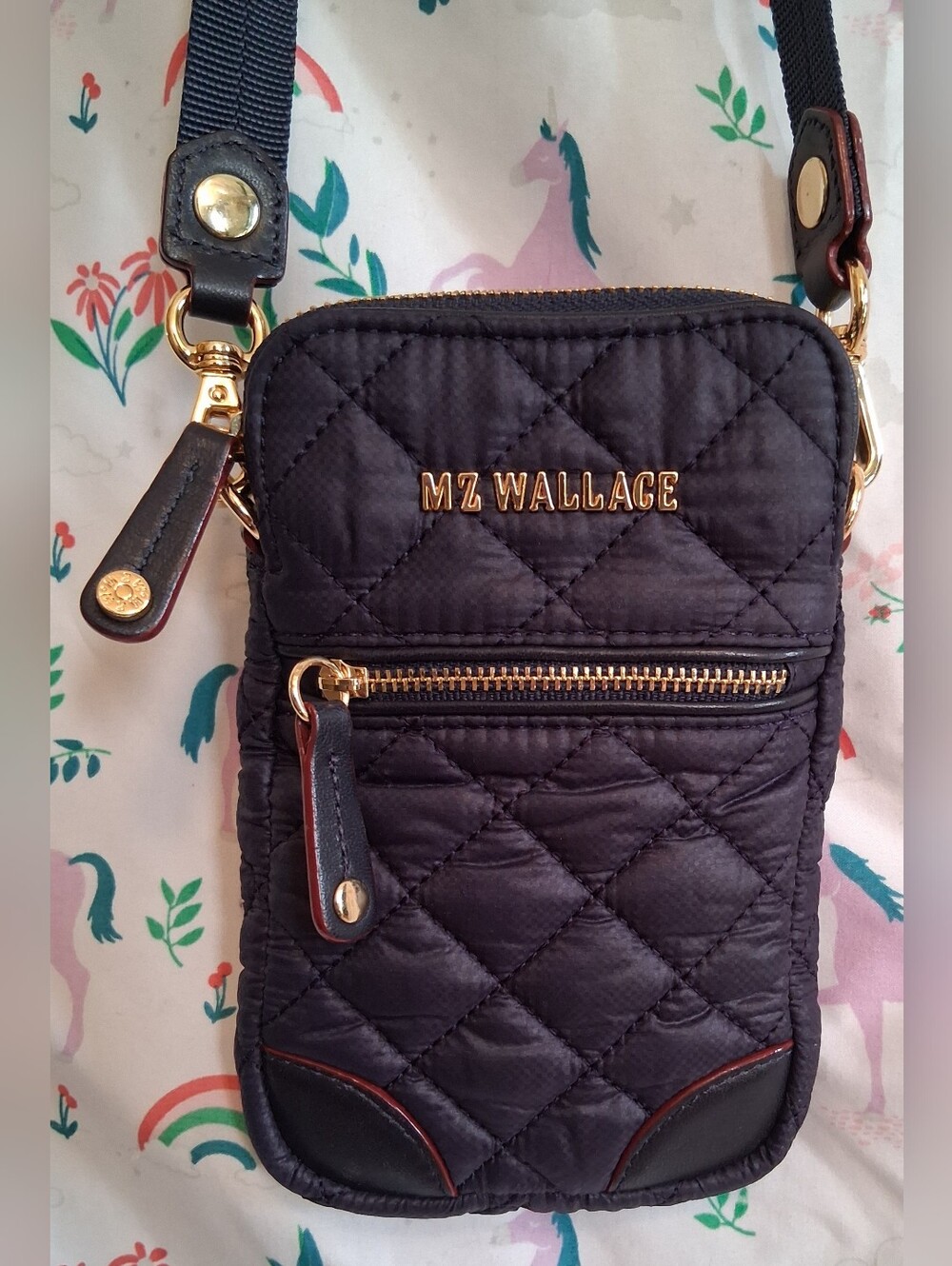 NWOT MZ Wallace Crosby Micro Navy Plush Quilt Casual Everyday Mini Purse Bag